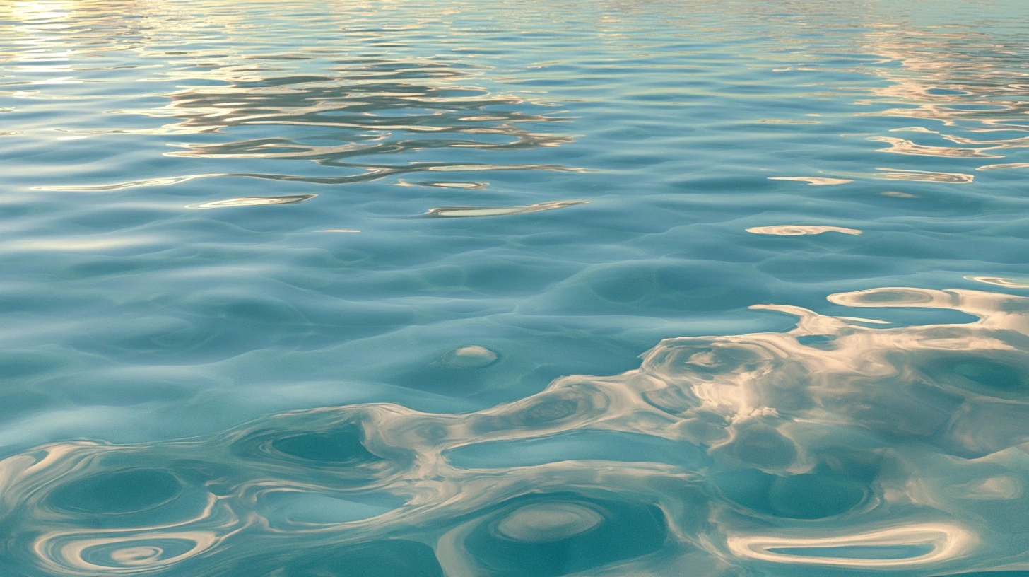 Open water surface under low evening light, wind texture running across it
